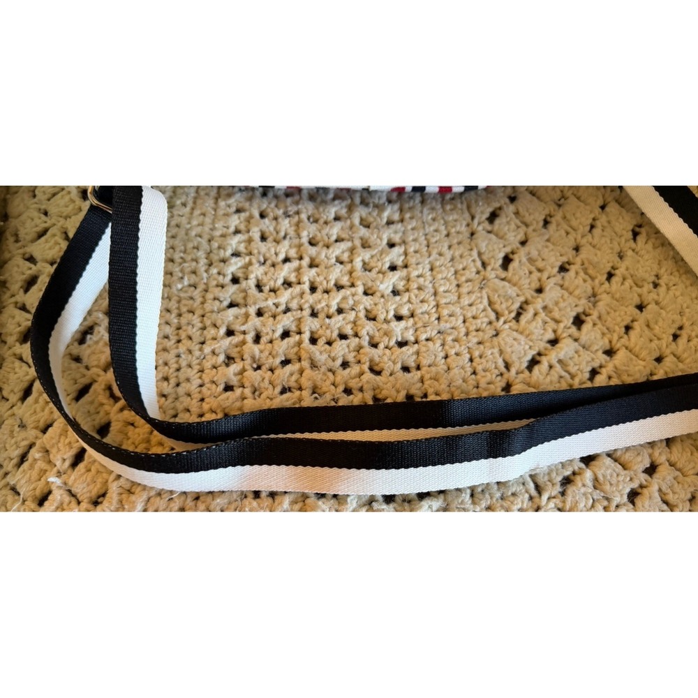 Brighton Love Scroll White Red and Black Canvas Crossbody Bag 8"x5"x2" - Picture 4 of 10